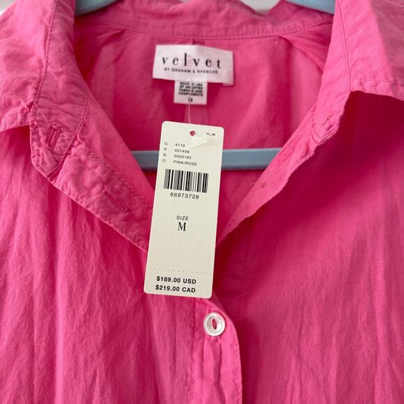 Velvet by Graham & Spencer Hot Pink / Rose button up Blouse Size M Anthropologie - Picture 3 of 5